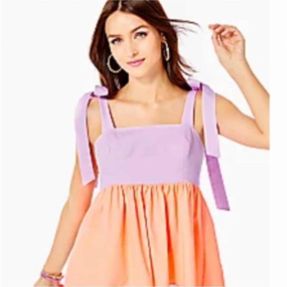 NWT Lilly Pulitzer  Anlee Cotton Top - Purple Iris PB Bellini Colorblock SIZE 8